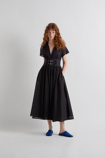 MeiMeiJ Lazer Cut Nero Dress