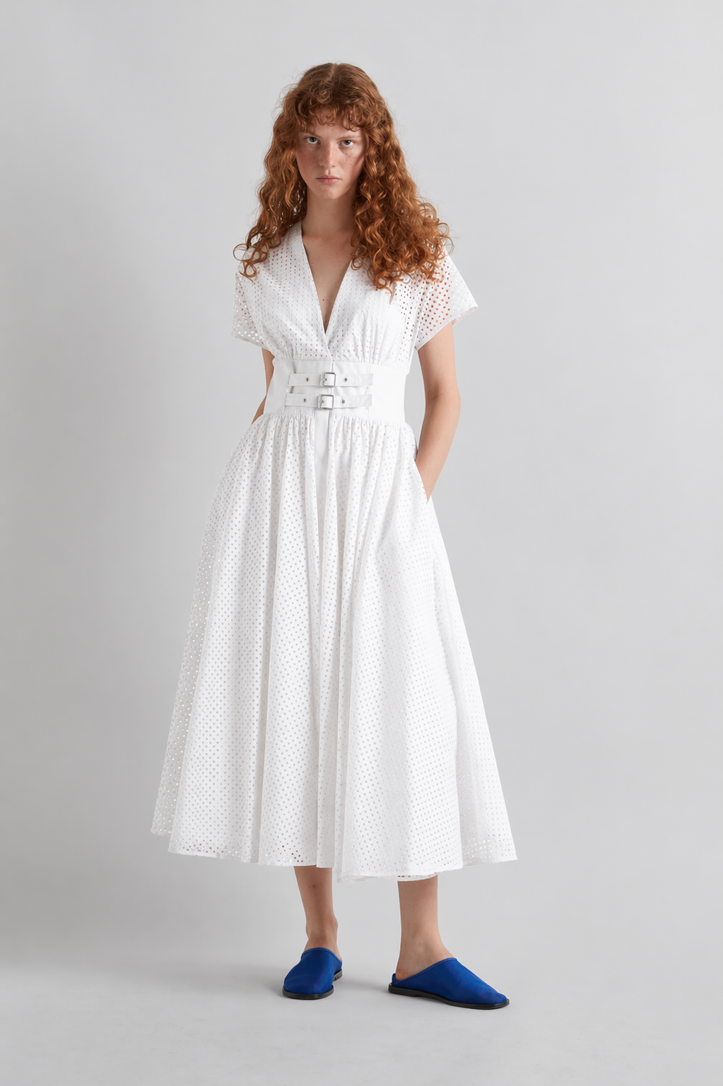 MeiMeiJ Lazer Cut White Dress