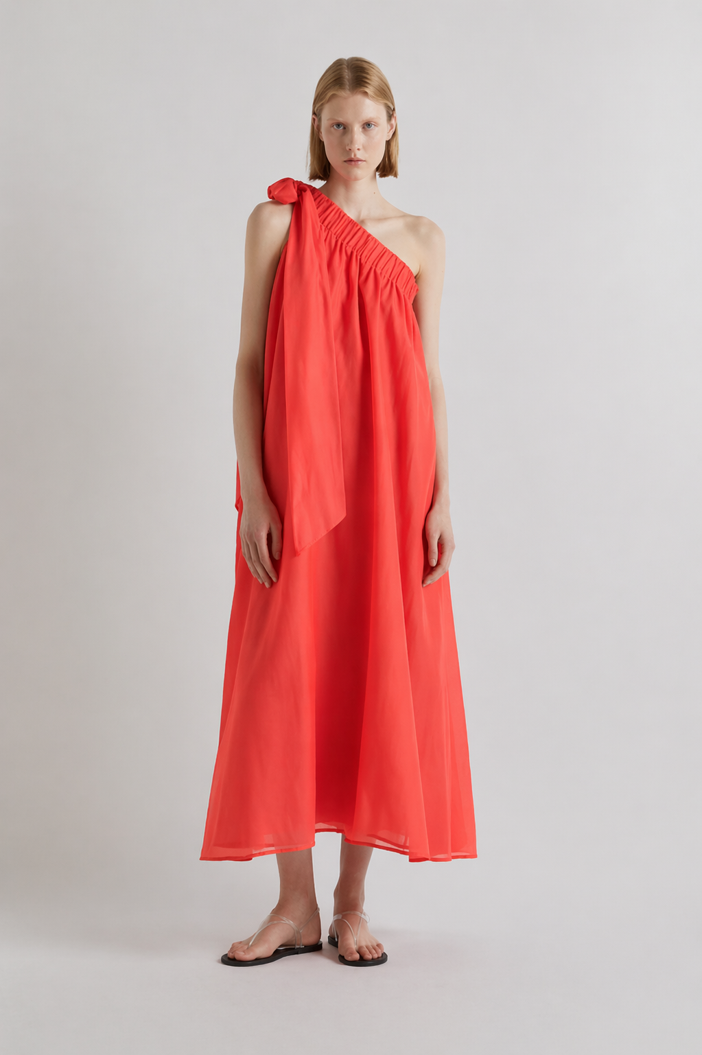 MeiMeiJ One Shoulder Coral Dress