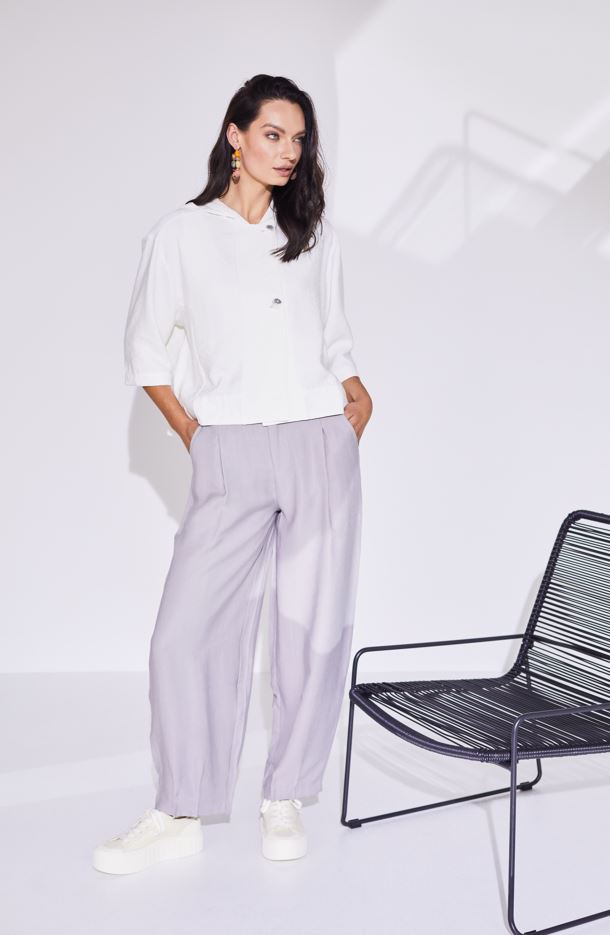 Naya Wide Leg Trouser With Tuck Hem