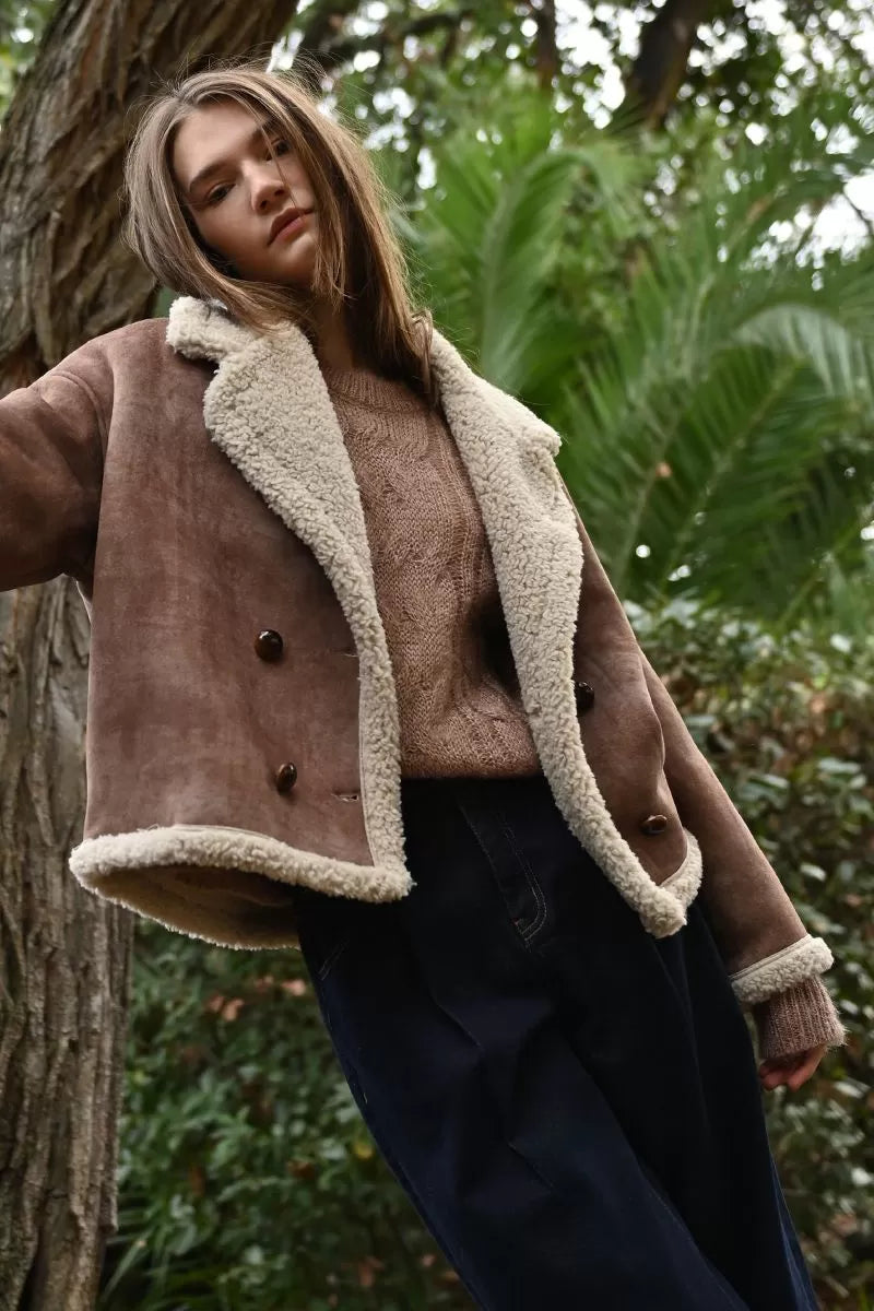 Molly Bracken Aviator Style Brown Coat