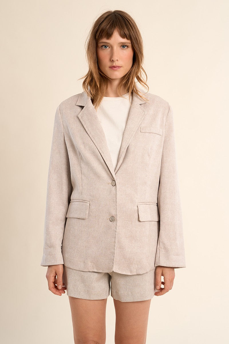 Molly Bracken Beige Straight Blazer