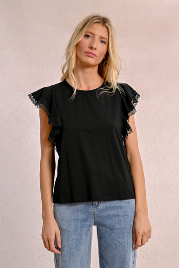 Molly Bracken Black Cap Sleeve Tee