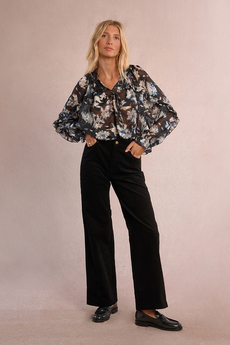 Molly Bracken Black Corduroy Wide Leg Pants