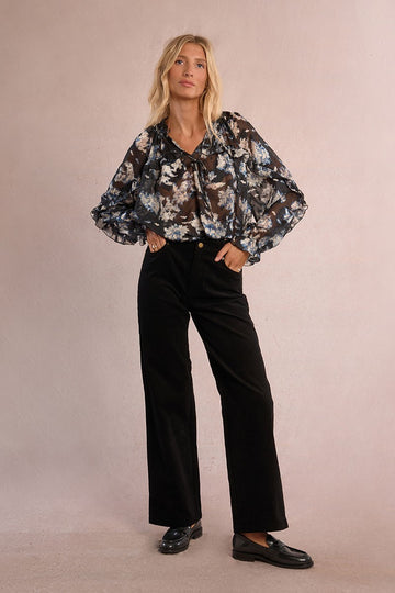 Molly Bracken Black Corduroy Wide Leg Pants