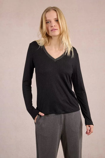 Molly Bracken Black Knitted Long Sleeved Tee