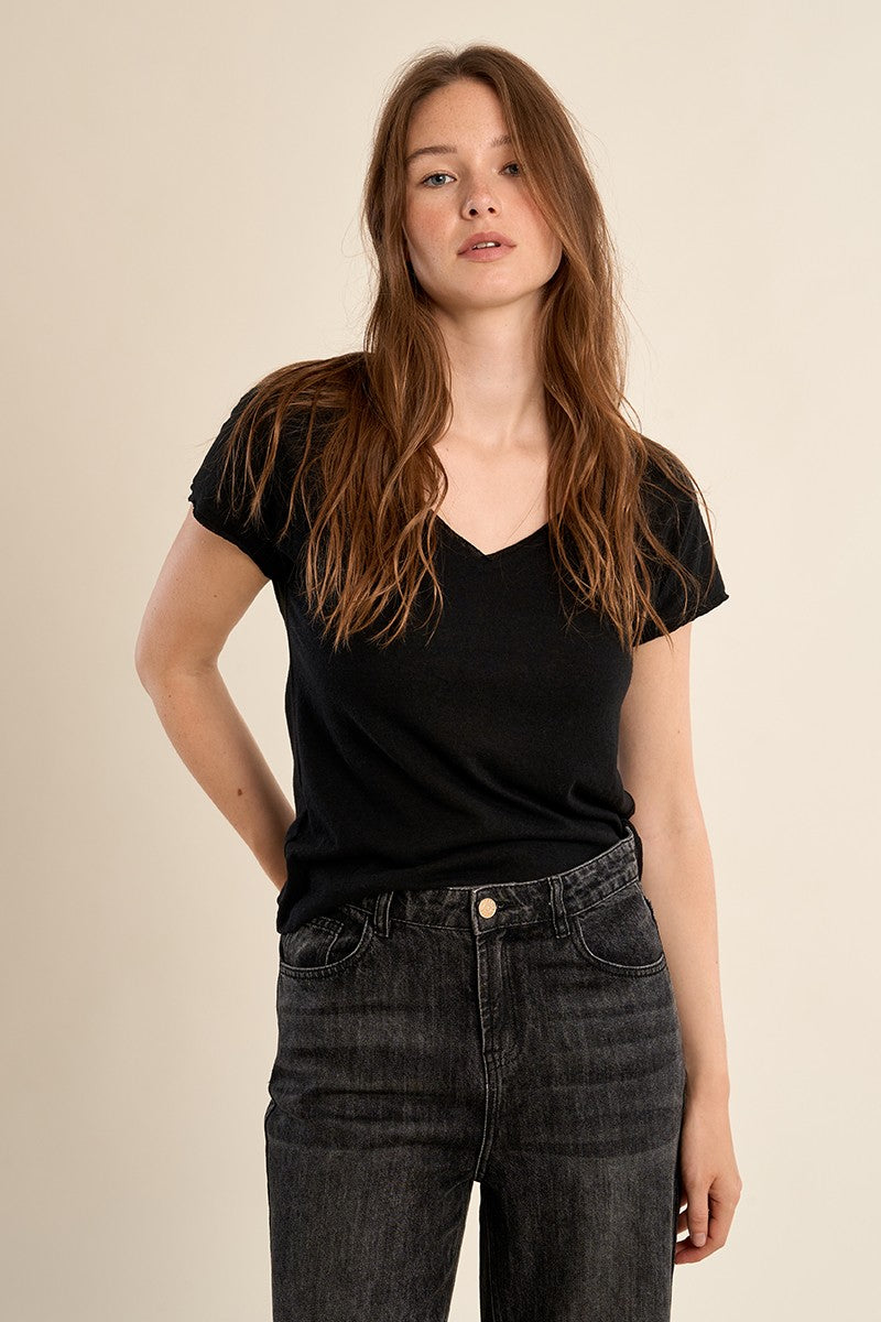 Molly Bracken Black V Neck T-Shirt