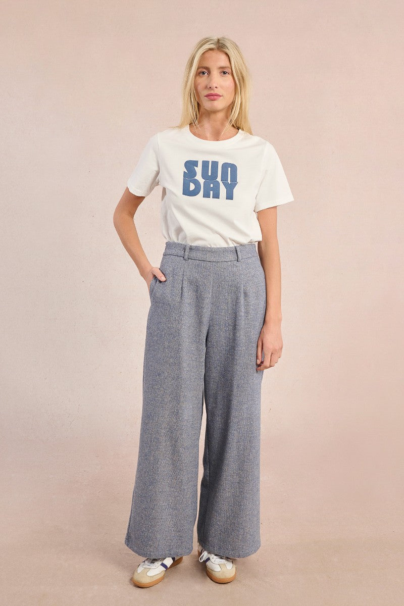 Molly Bracken Blue Wide Leg Wool Pants