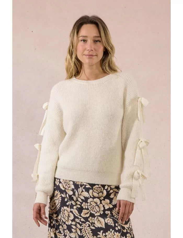 Molly Bracken Bow Off White Sweater