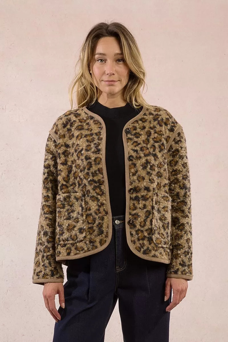 Molly Bracken Brown Textured Fur-Effect Jacket