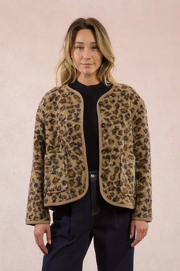 Molly Bracken Brown Textured Fur-Effect Jacket