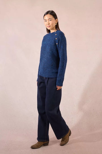 Molly Bracken Button Navy Sweater
