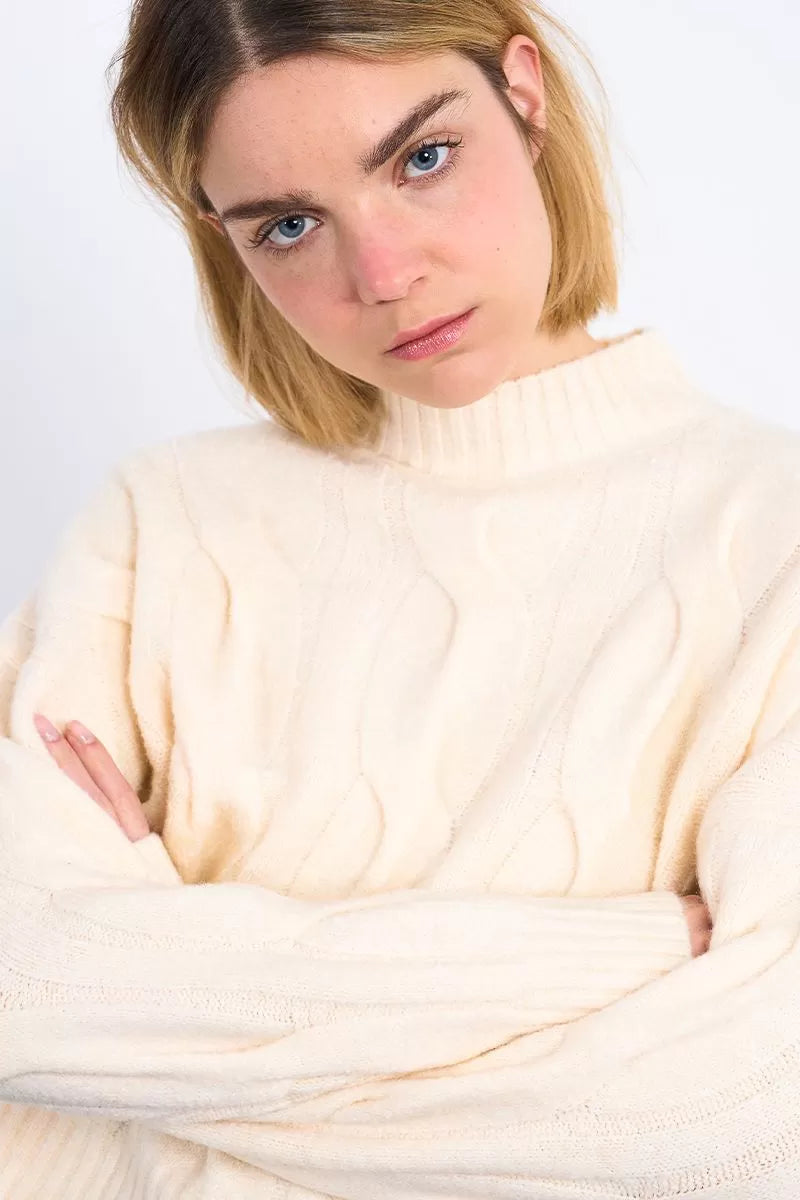 Molly Bracken Cable Knit Cream Sweater