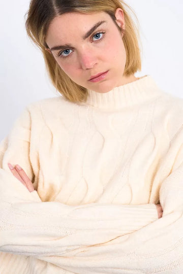 Molly Bracken Cable Knit Cream Sweater