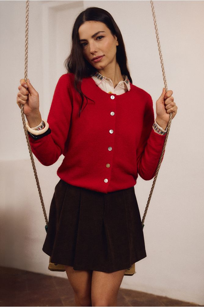 Molly Bracken Dark Red Knitted Cardigan
