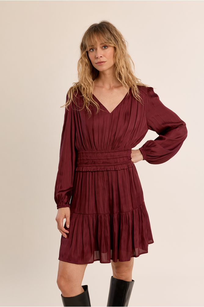 Molly Bracken Dark Red Satin Dress