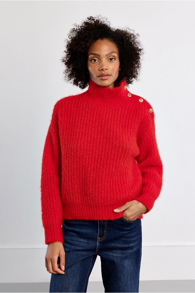 Molly Bracken Dark Red Stand Up Sweater