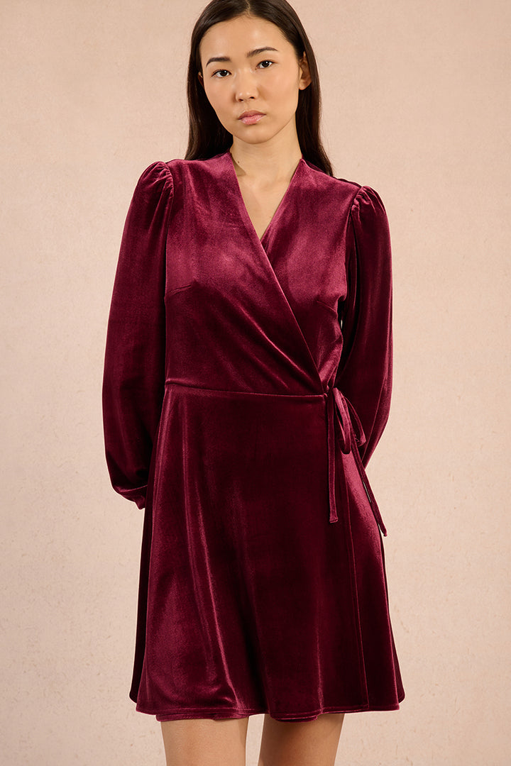 Molly Bracken Dark Red Velvet Wrap Dress