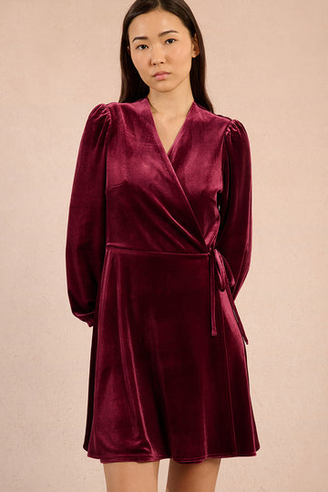 Molly Bracken Dark Red Velvet Wrap Dress