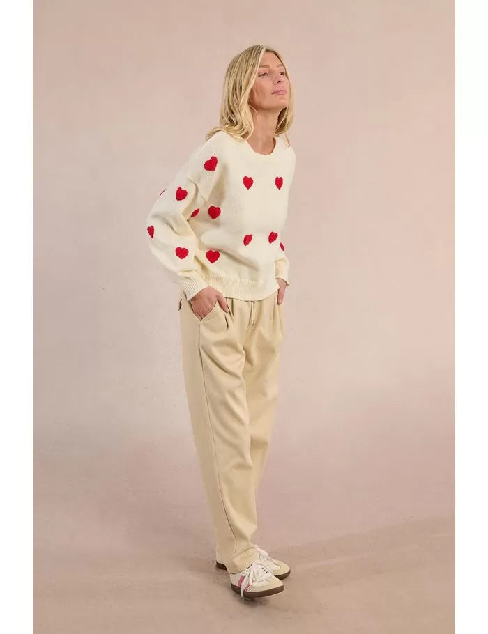 Molly Bracken Embossed Off White Heart Sweater