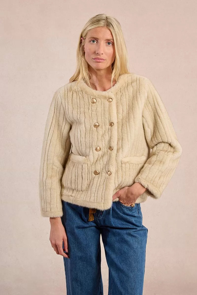 Molly Bracken Faux Fur Cream Jacket