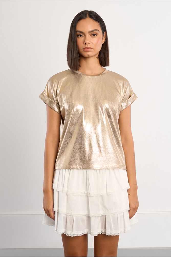 Molly Bracken Gold Metallic Effect T Shirt