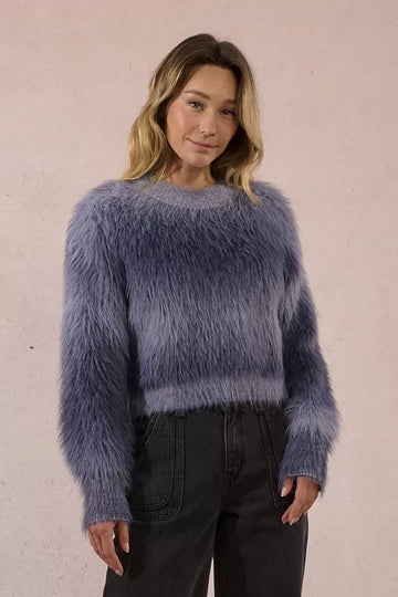 Molly Bracken Grey Tie-Dye Sweater In Brushed Knit