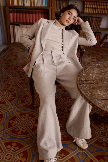 Molly Bracken Herringbone Beige Trousers