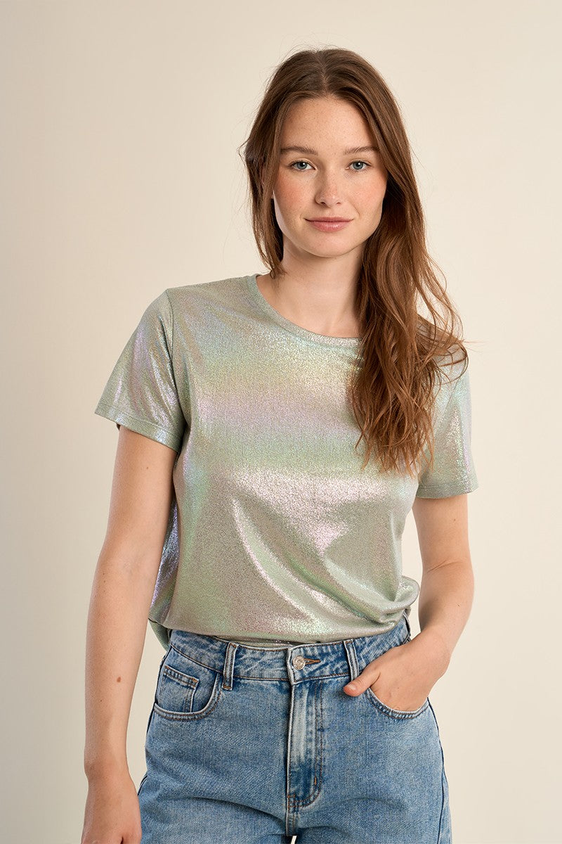 Molly Bracken Irridescent Sage Green T-Shirt