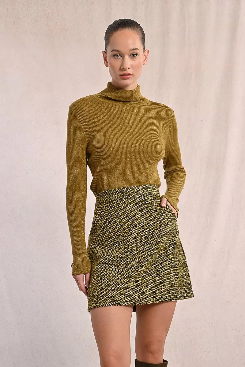 Molly Bracken Jacquard Mini Yellow Skirt