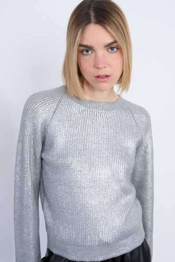 Molly Bracken Lame Effect Silver Sweater