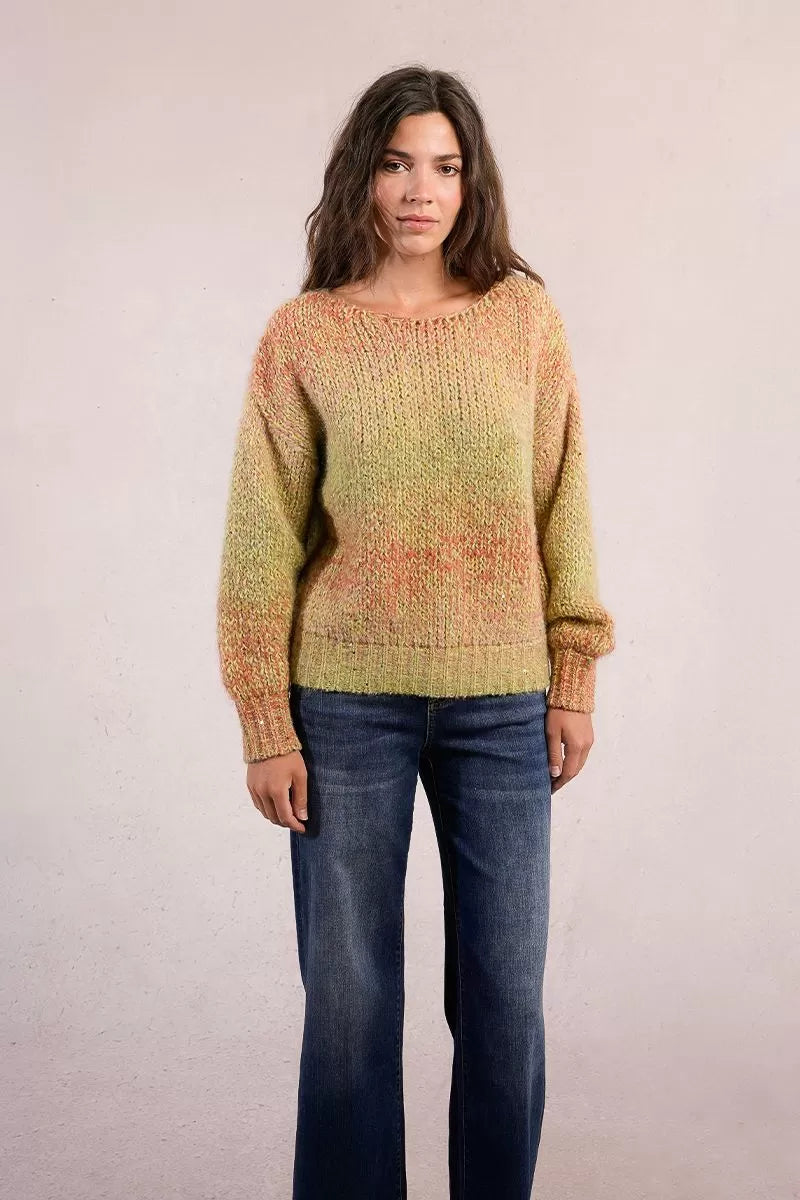 Molly Bracken Lime Green Gradient Knitted Sweater