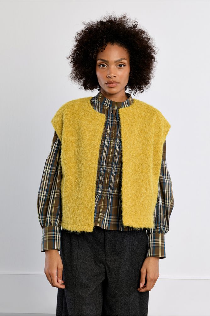 Molly Bracken Lime Green Oversized Terry Knit Vest