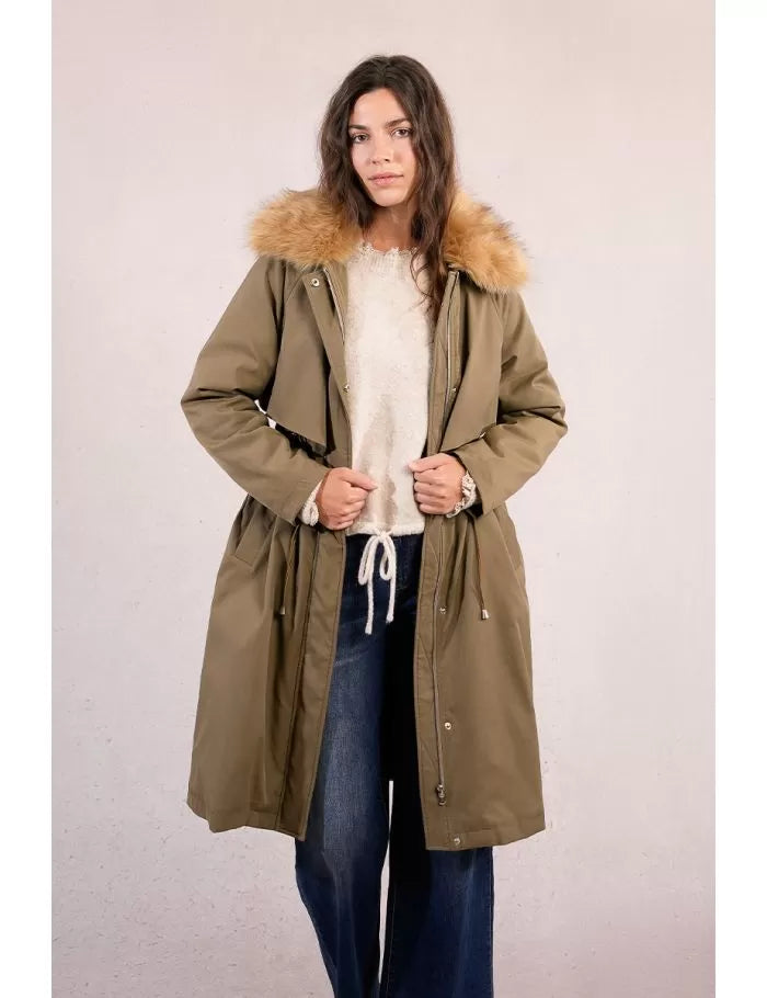 Molly Bracken Long Parka Khaki Coat