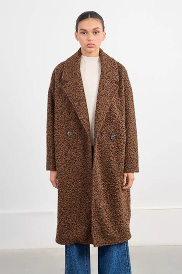 Molly Bracken Long Terry Brown Wool Coat