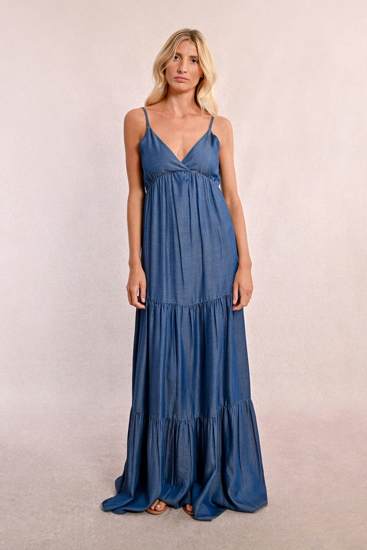 acken Maxi Denim Blue Dress