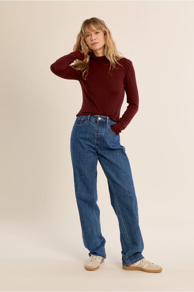 Molly Bracken Mock Neck Dark Red Undersweater