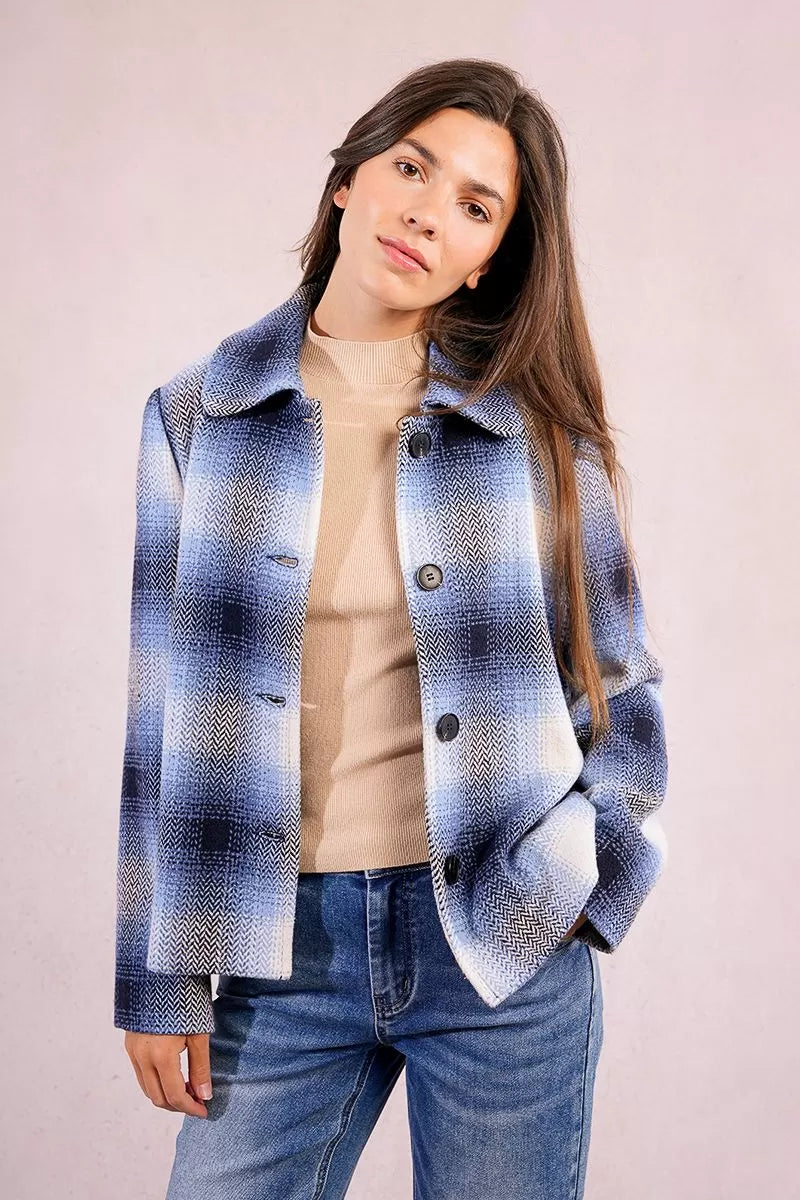 Molly Bracken Navy Blue Plaid Jacket