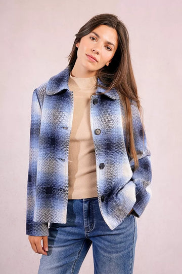 Molly Bracken Navy Blue Plaid Jacket