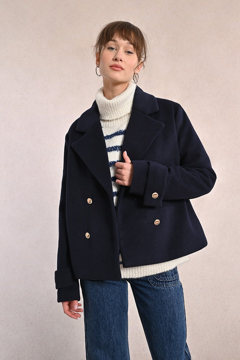 Molly Bracken Navy Double-Breasted Overcoat