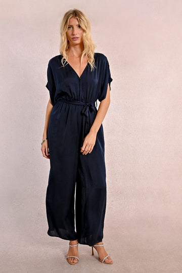 Molly Bracken Navy Ladies Woven Jumpsuit