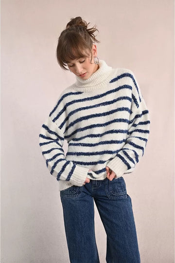 Molly Bracken Off White/Blue Multi Sweater