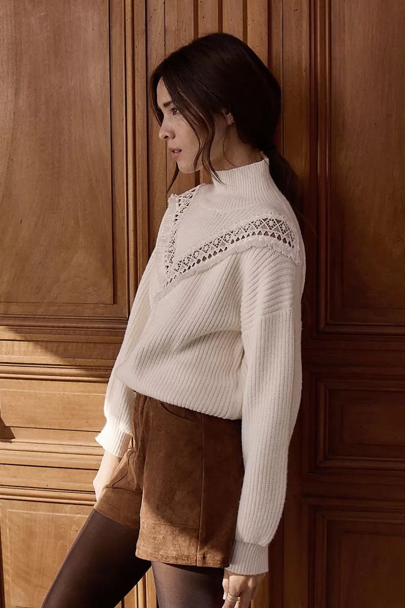 Molly Bracken Off White Sweater With Fancy Bust