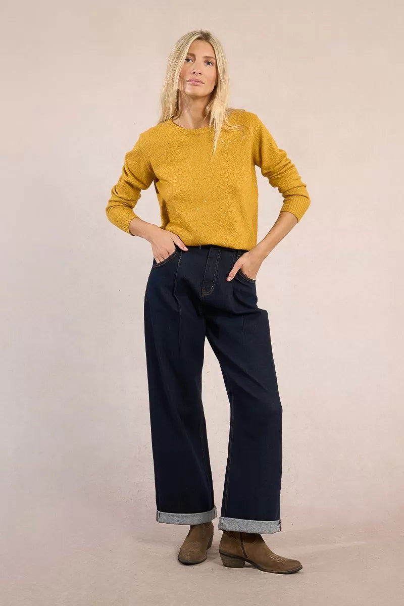 Molly Bracken Saffron Yellow Sweater Sprinkled With Sequins