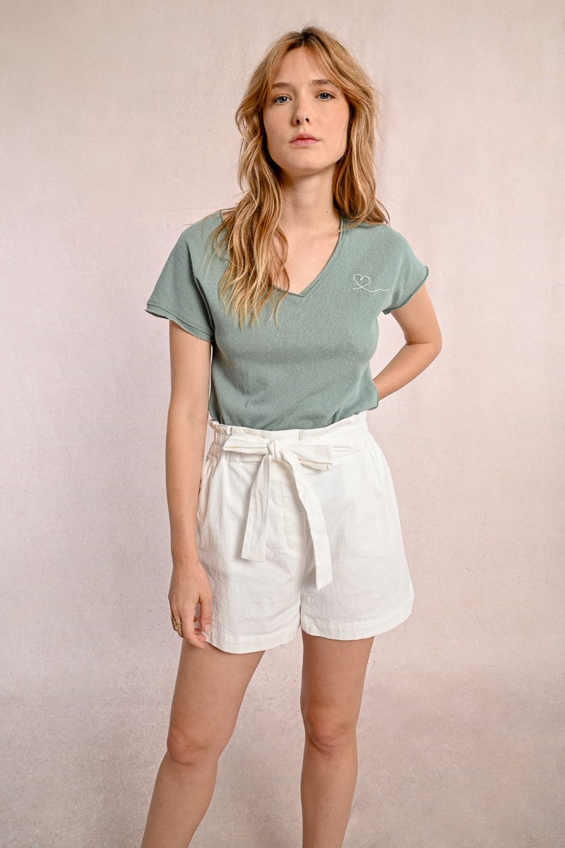 Molly Bracken Sage Green Knitted Tee