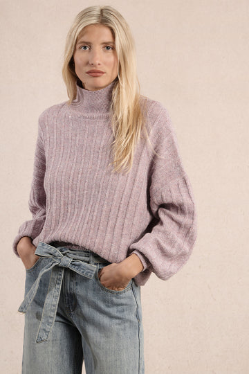 Molly Bracken Sequin Knitted Mauve Sweater