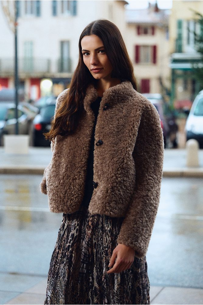 Molly Bracken Short Imitation Sheepskin Jacket