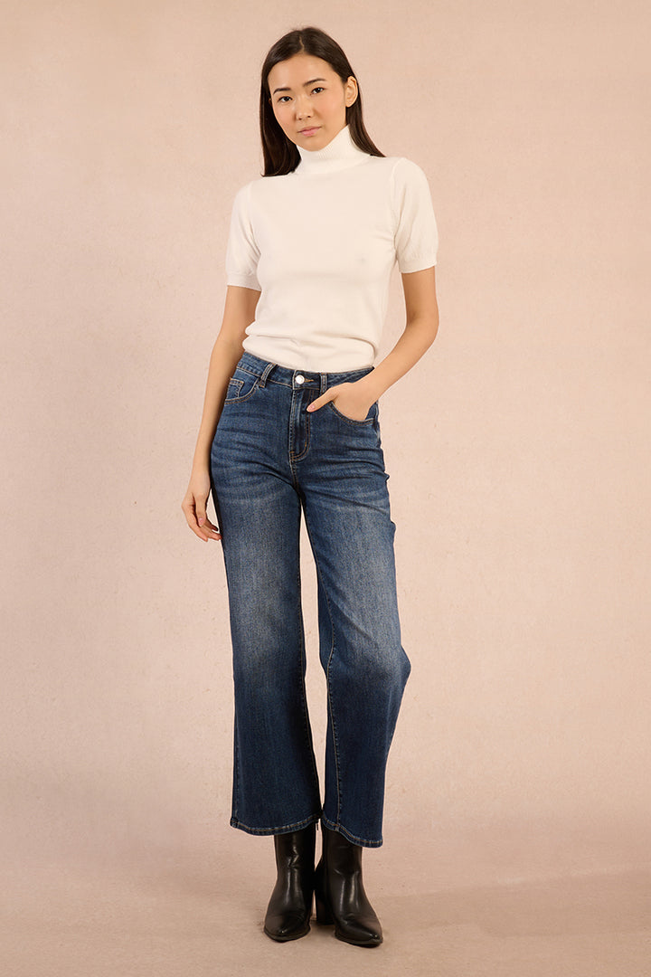 Molly Bracken Short Sleeved White Turtleneck Sweater