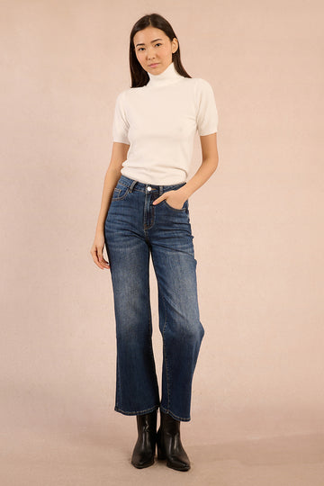 Molly Bracken Short Sleeved White Turtleneck Sweater