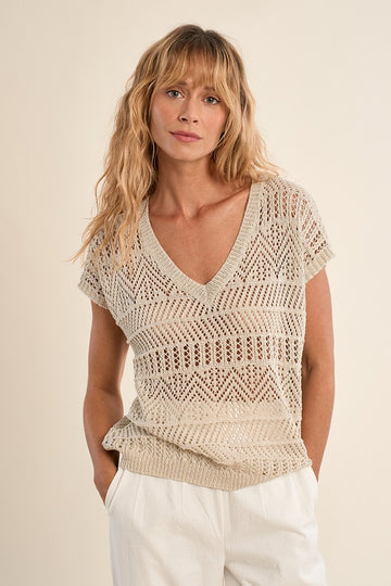 Molly Bracken Silver Knitted T-Shirt